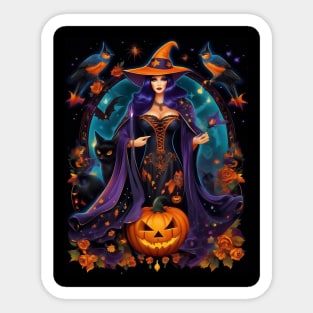 Halloween Spooky Neon Black Magic Witch Sticker